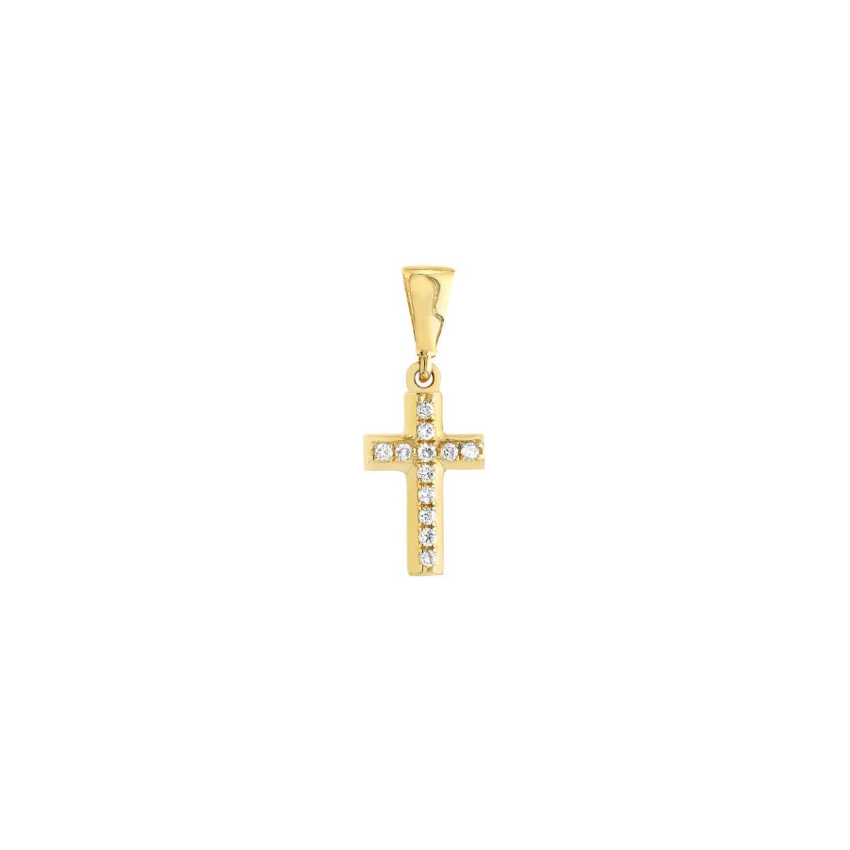 14K Yellow Gold 0.05ct Diamond Mini Cross Pendant Birmingham Jewelry Pendant Birmingham Jewelry