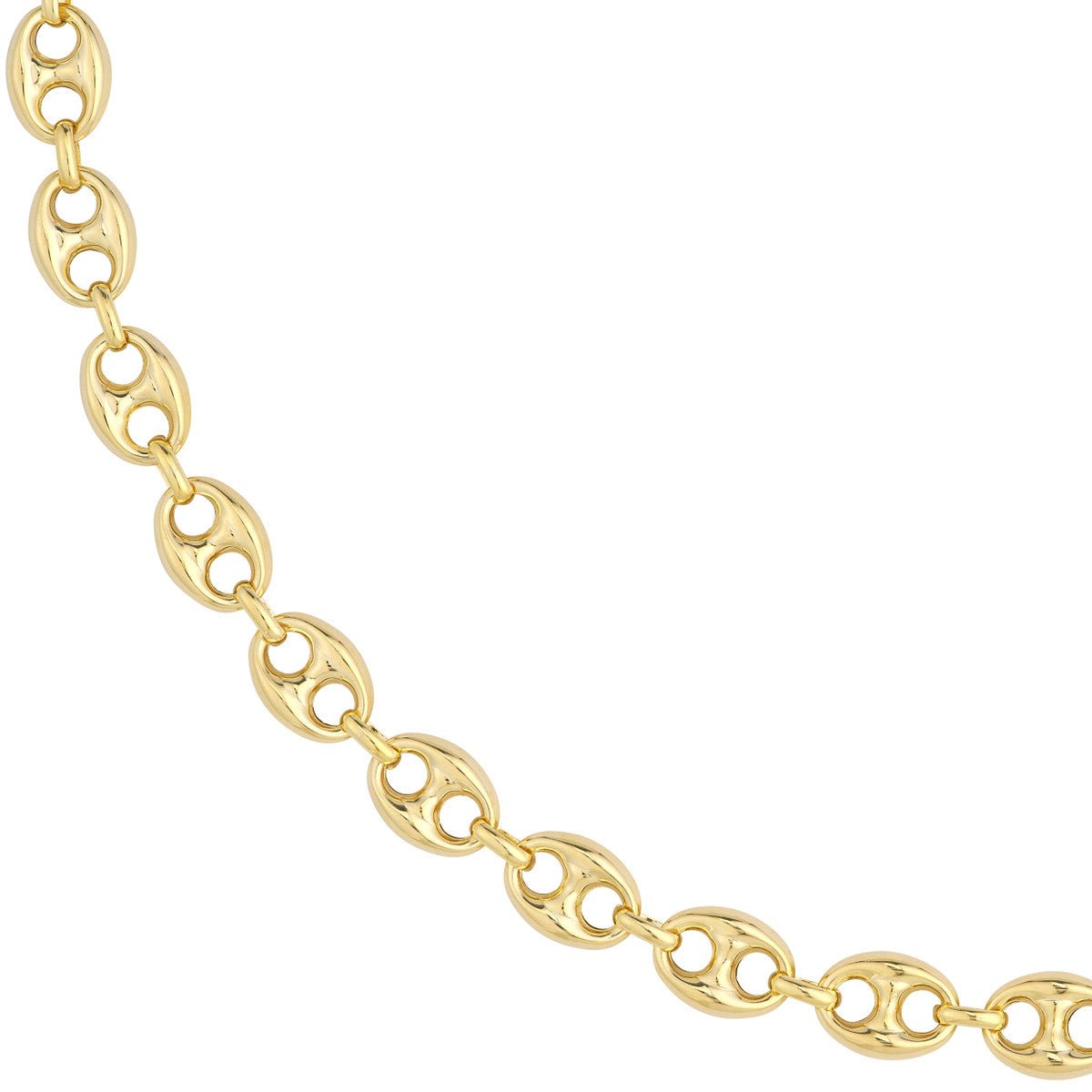 14K Yellow Gold 10mm Puff Mariner Chain with Fancy Oval Lobster Lock Birmingham Jewelry Chain Birmingham Jewelry