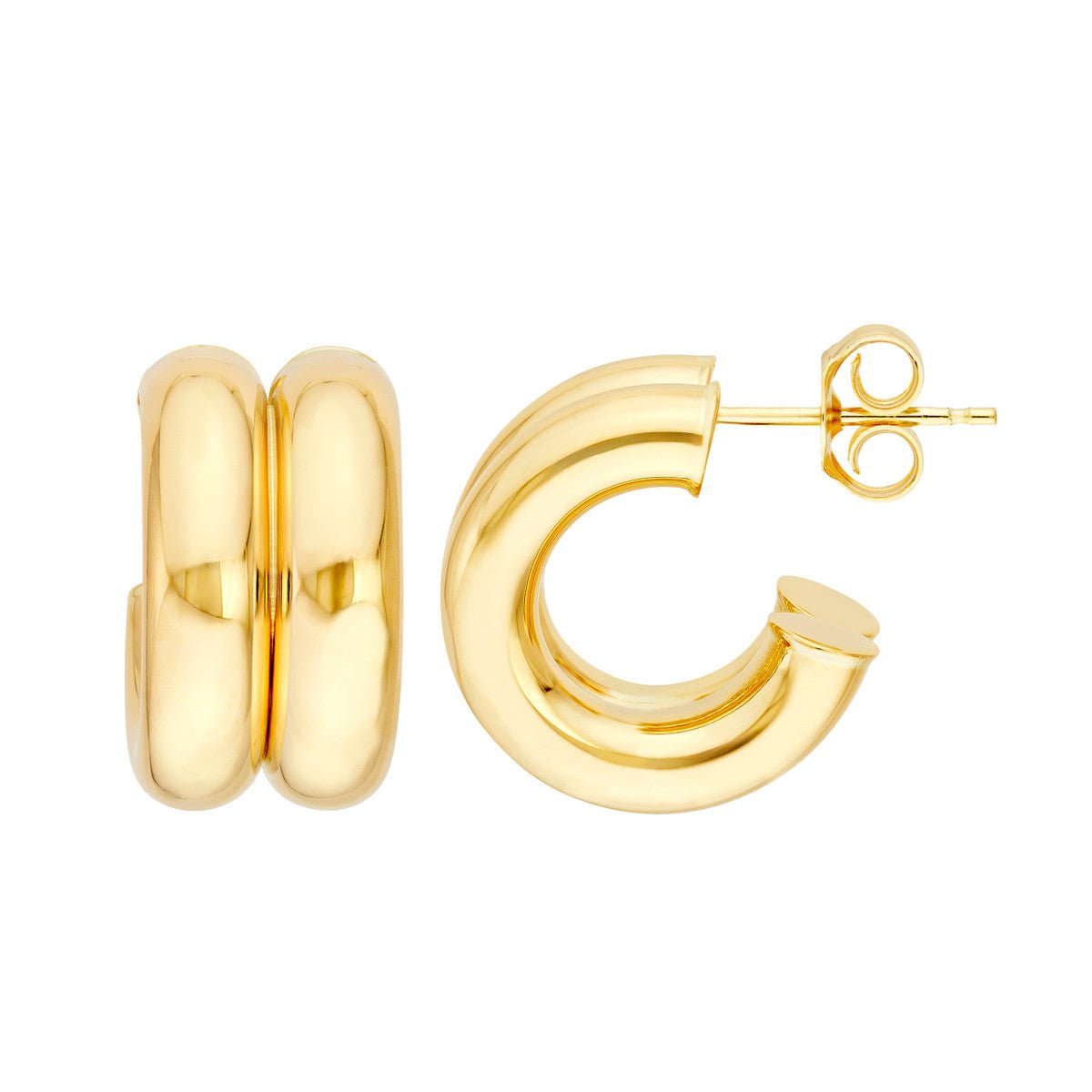 14K Gold 15mm Small Double Hoop Earrings Birmingham Jewelry Earrings Birmingham Jewelry