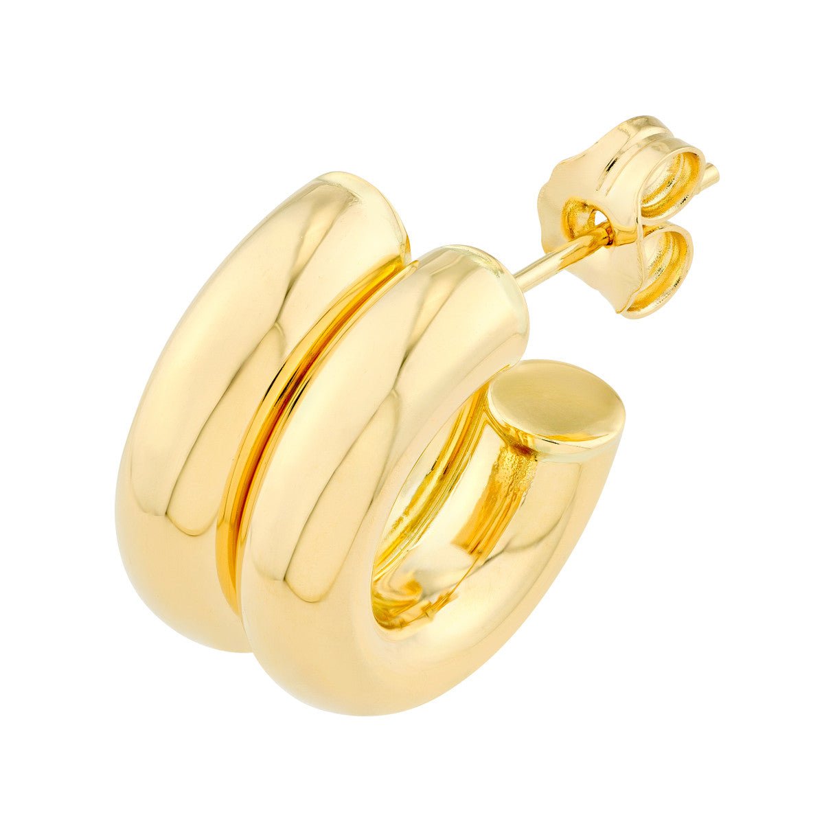 Birmingham Jewelry - 14K Yellow Gold 15mm Small Double Hoop Earrings - Birmingham Jewelry