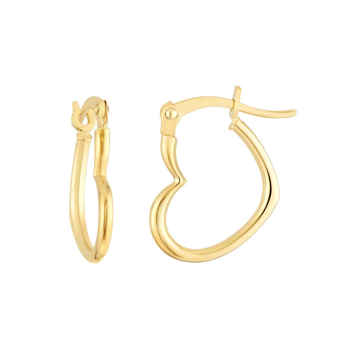 Birmingham Jewelry - 14K Yellow Gold 18.00mm Tilted Heart Hoop Earrings - Birmingham Jewelry