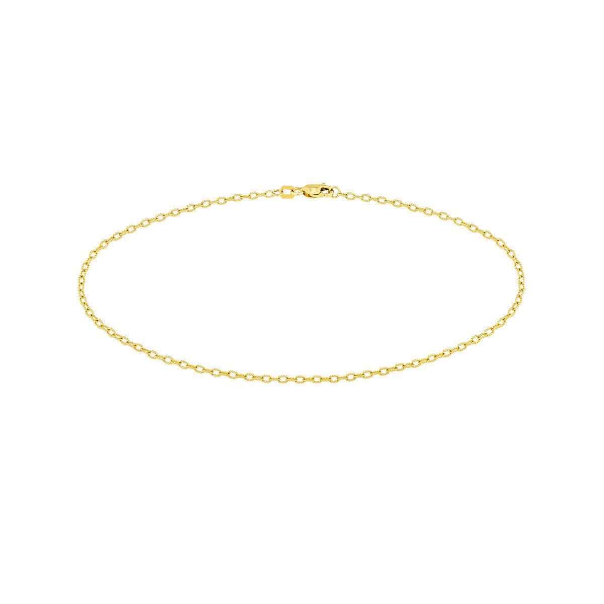 14K Yellow Gold 1.85mm Designer Rolo Chain with Lobster Lock Anklet Birmingham Jewelry Anklet Birmingham Jewelry
