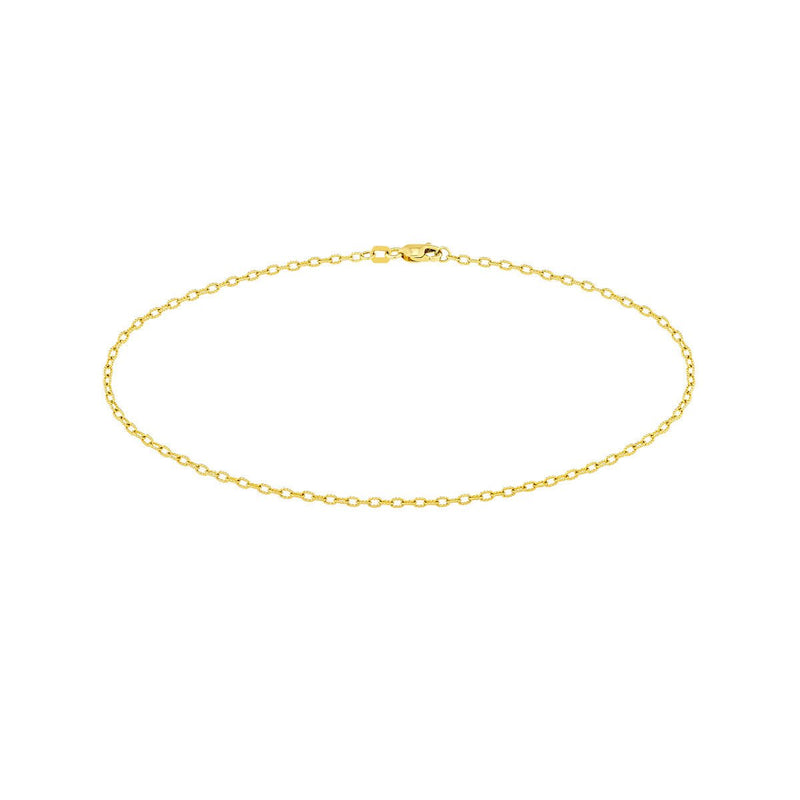 Birmingham Jewelry - 14K Yellow Gold 1.85mm Designer Rolo Chain with Lobster Lock Anklet - Birmingham Jewelry
