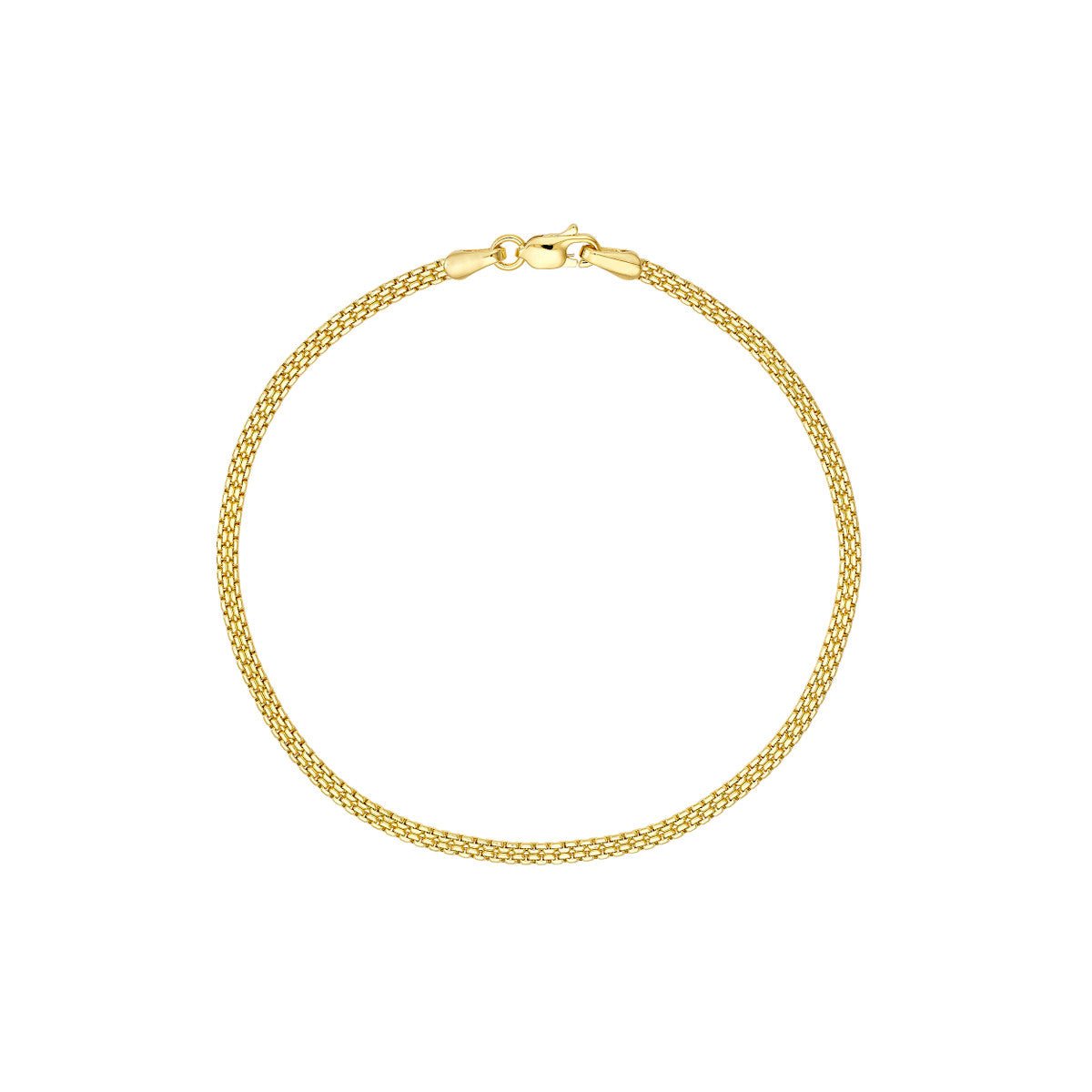 Birmingham Jewelry - 14K Yellow Gold 2.50mm Hollow D/C Box Bismark Bracelet with Lobster Lock - Birmingham Jewelry