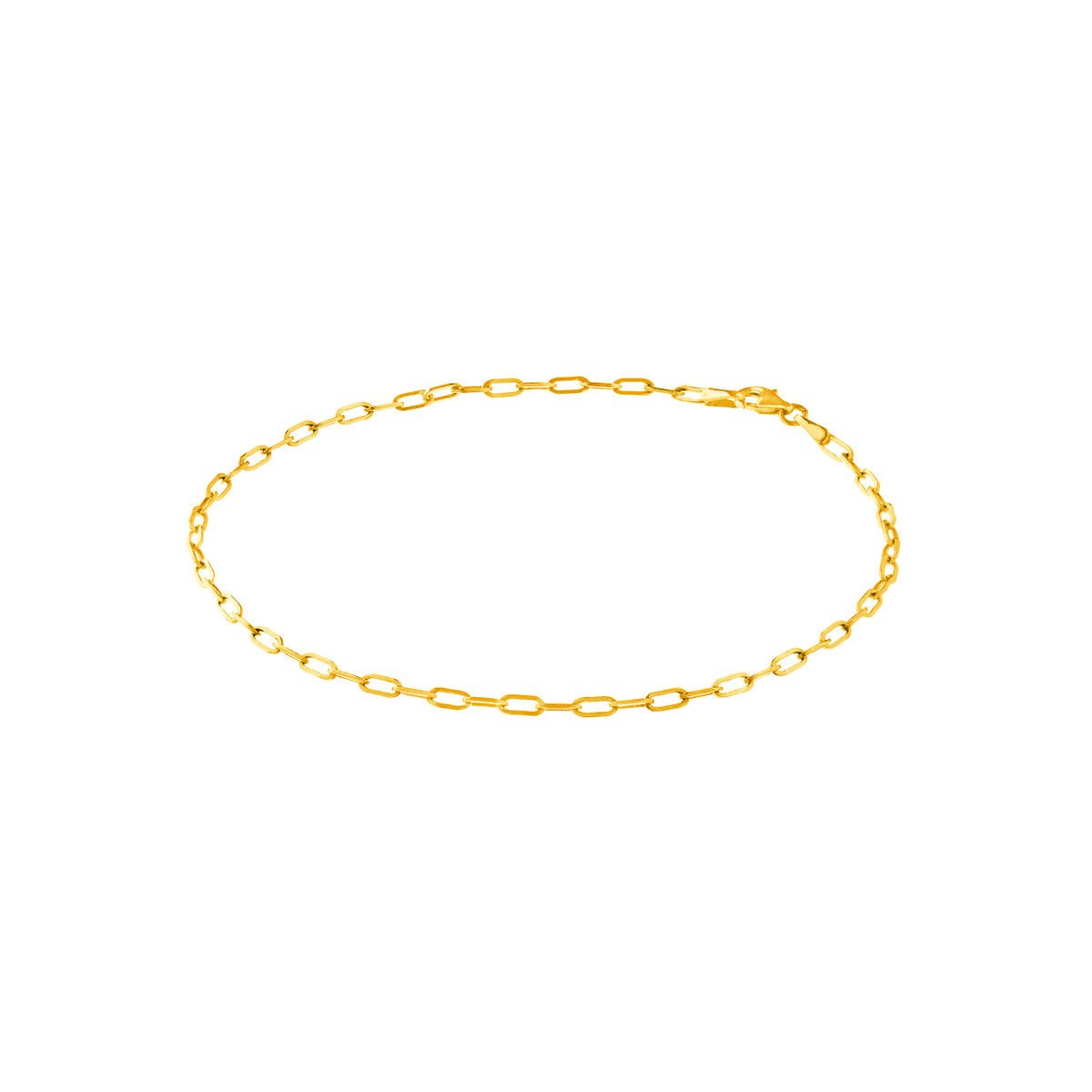 14K Yellow Gold 2.50mm Paper Clip Chain with Pear Shape Lock Anklet Birmingham Jewelry Anklet Birmingham Jewelry