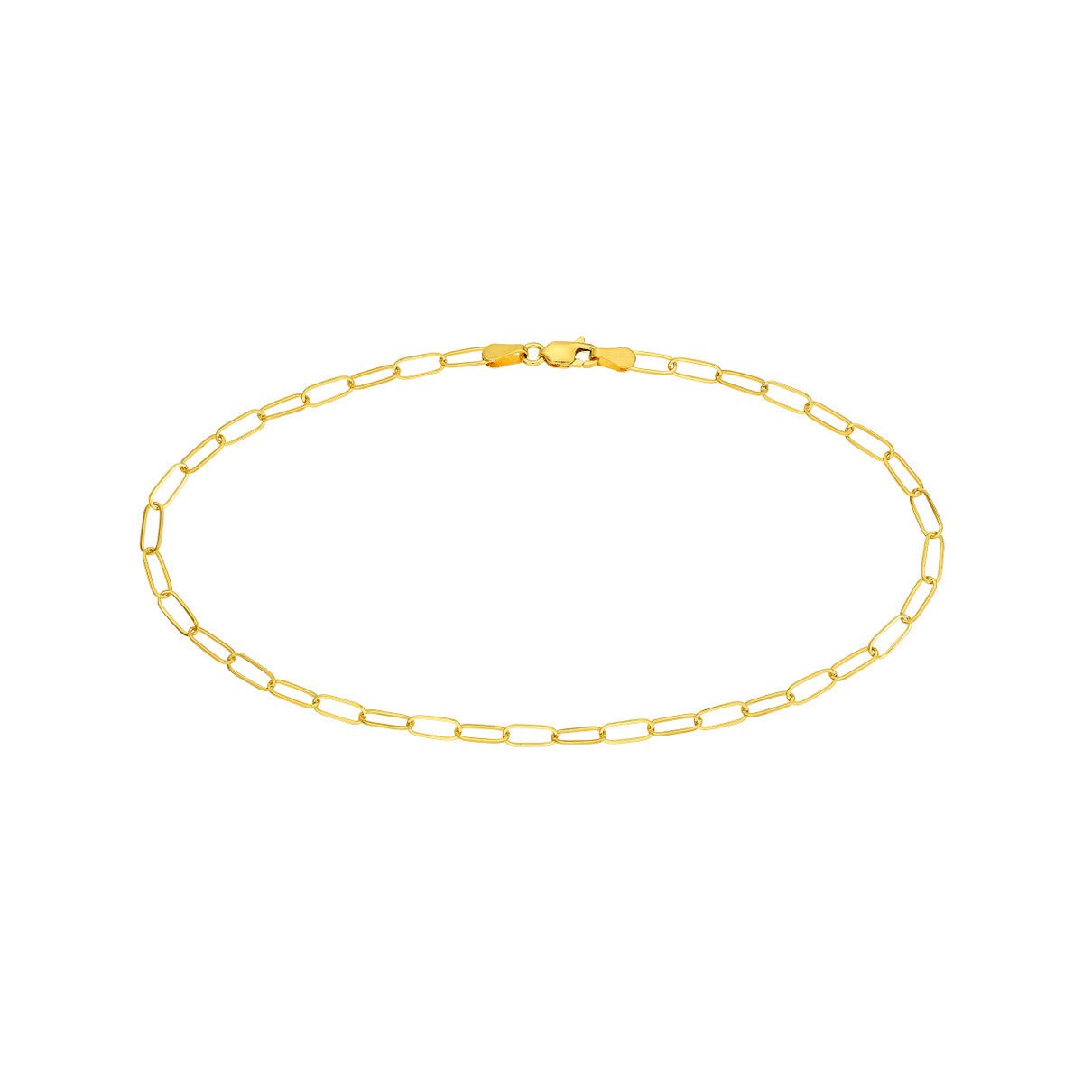 Birmingham Jewelry - 14K Yellow Gold 3.00mm Paper Clip Chain with Lobster Lock Anklet - Birmingham Jewelry