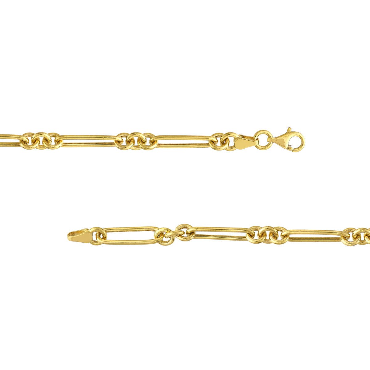14K Yellow Gold 3+1 Hollow Fancy Rounded Paper Clip Chain with Pear Shape Lock Birmingham Jewelry Chain Birmingham Jewelry