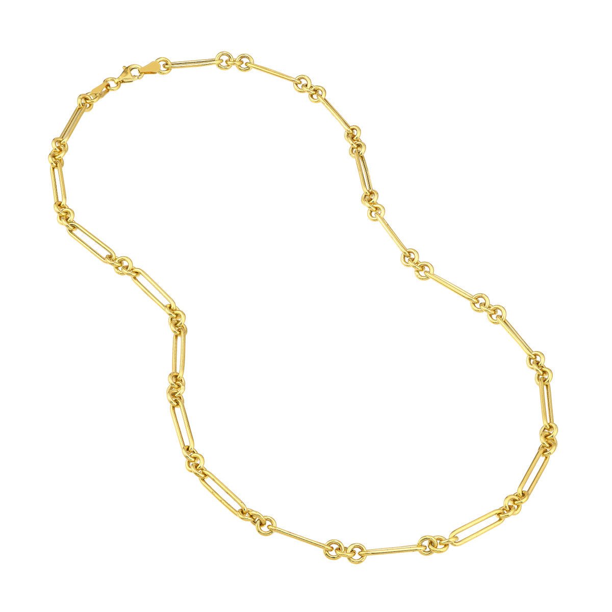 14K Yellow Gold 3+1 Hollow Fancy Rounded Paper Clip Chain with Pear Shape Lock Birmingham Jewelry Chain Birmingham Jewelry