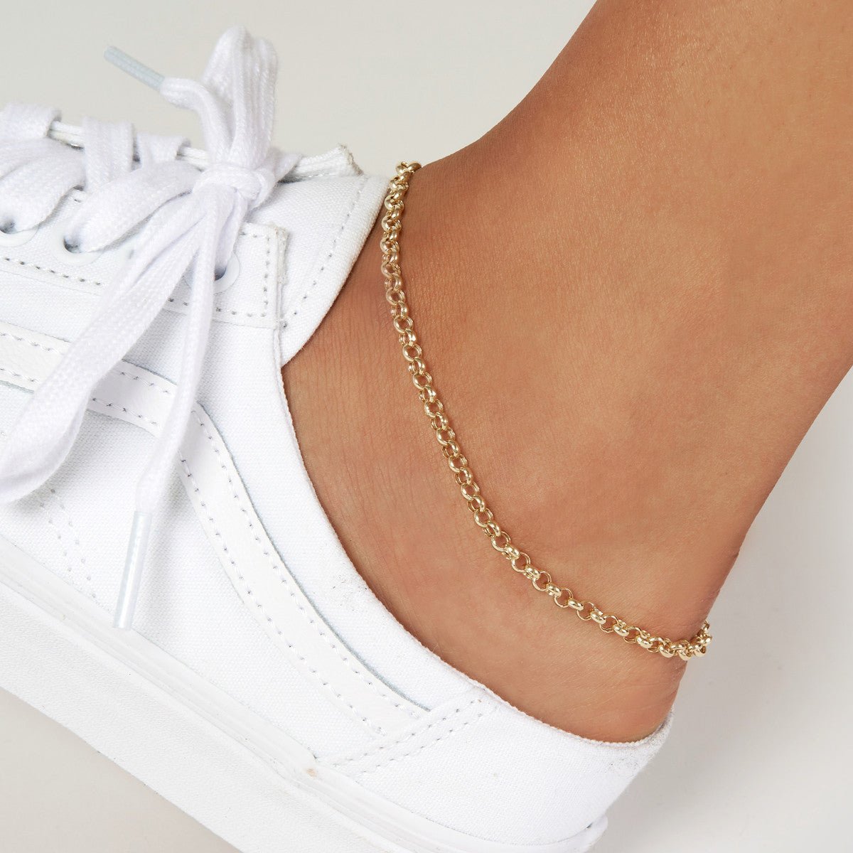 Birmingham Jewelry - 14K Yellow Gold 3.75mm Hollow Rolo Chain Anklet - Birmingham Jewelry
