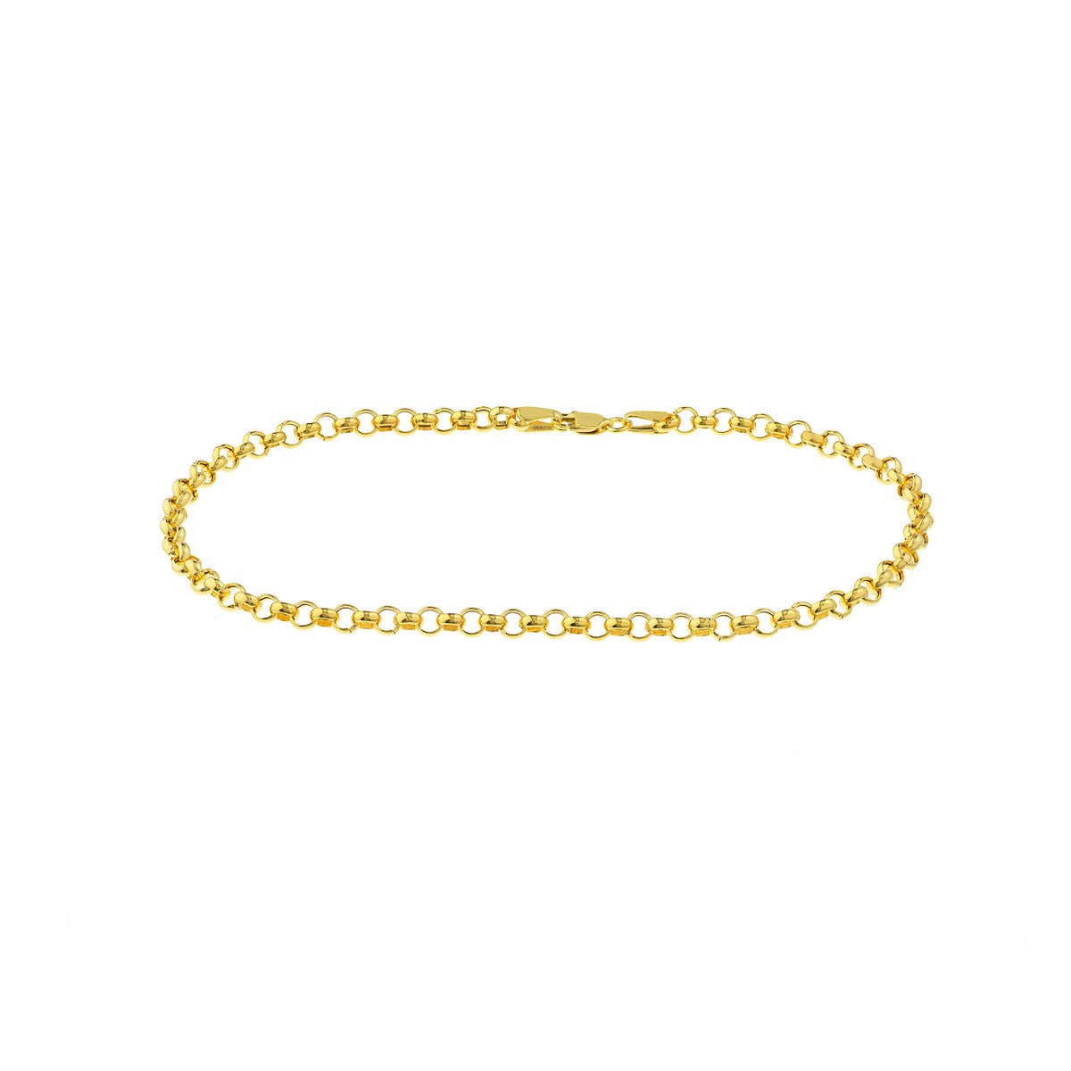 Birmingham Jewelry - 14K Yellow Gold 3.75mm Hollow Rolo Chain Anklet - Birmingham Jewelry