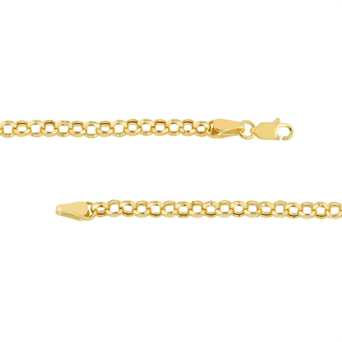 Birmingham Jewelry - 14K Yellow Gold 3.75mm Hollow Rolo Chain Anklet - Birmingham Jewelry