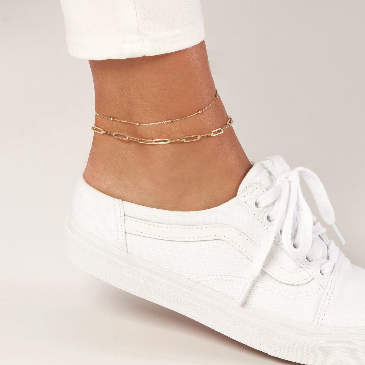 Birmingham Jewelry - 14K Yellow Gold 3.80mm Hollow Paper Clip Chain with Pear Lock Anklet - Birmingham Jewelry