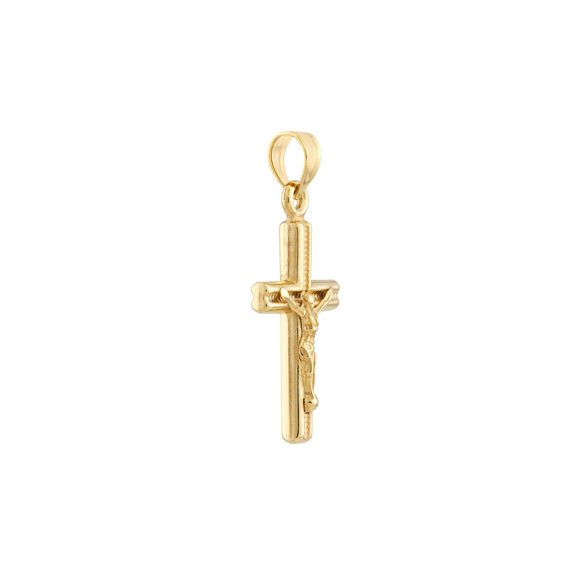 14K Yellow Gold 3D Concave Textured Crucifix Pendant Birmingham Jewelry Pendant Birmingham Jewelry