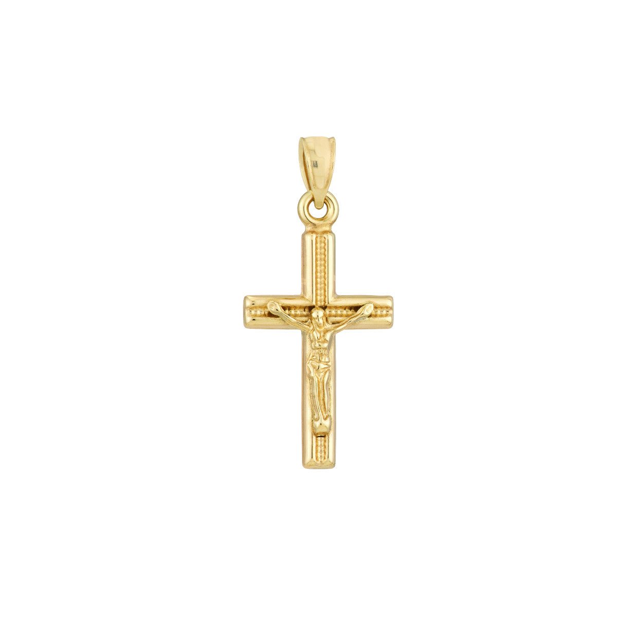 14K Yellow Gold 3D Concave Textured Crucifix Pendant Birmingham Jewelry Pendant Birmingham Jewelry