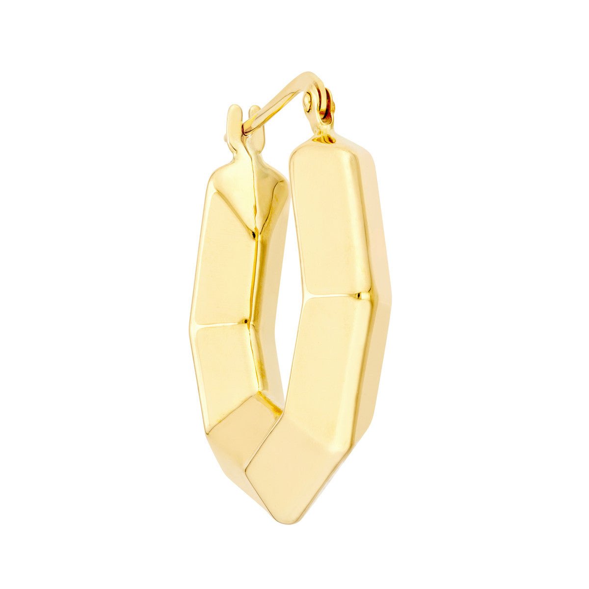 Birmingham Jewelry - 14K Yellow Gold 3D Hexagon Hoops - Birmingham Jewelry