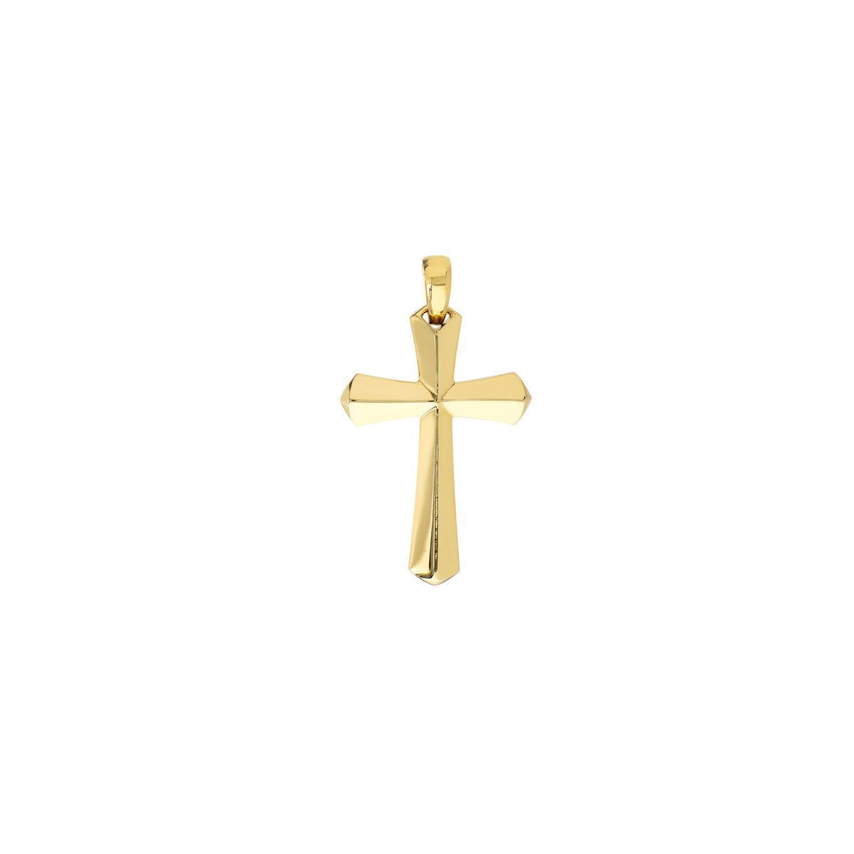 Birmingham Jewelry - 14K Yellow Gold 3D Knife Edge Cross Pendant - Birmingham Jewelry