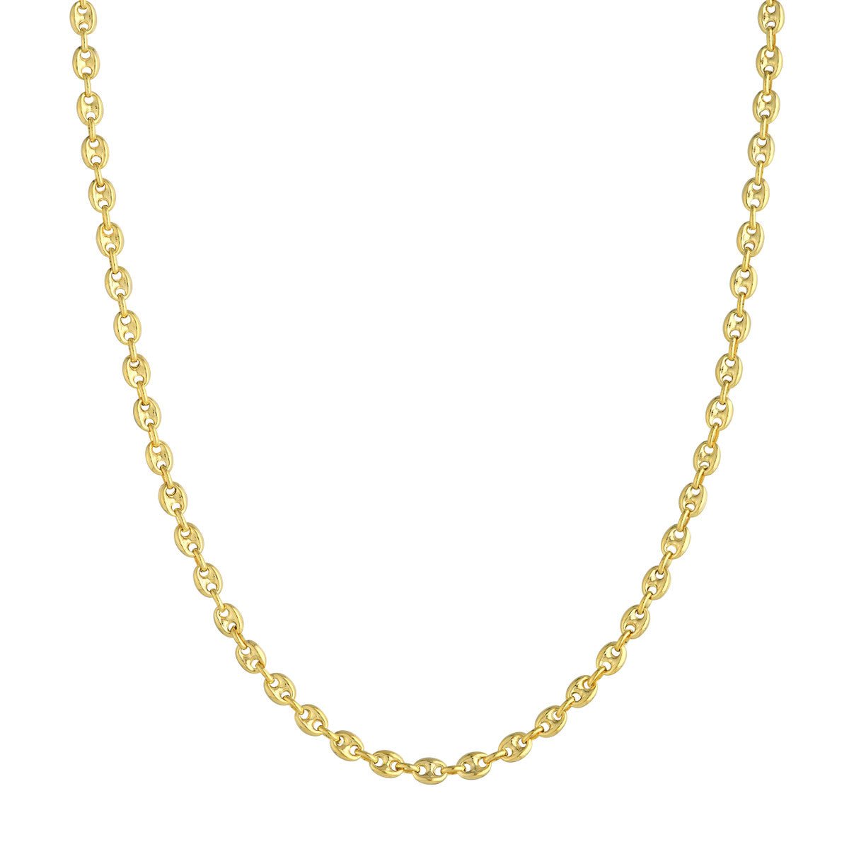 Birmingham Jewelry - 14K Yellow Gold 4.5mm Puff Mariner Chain with Lobster Lock - Birmingham Jewelry