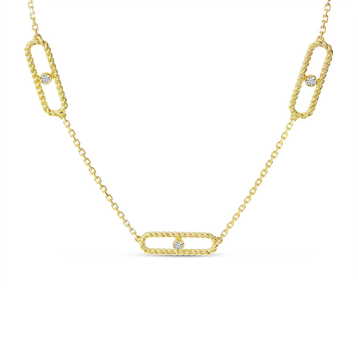 14K Yellow Gold 5-Station Paperclip Necklace Birmingham Jewelry Necklace Birmingham Jewelry