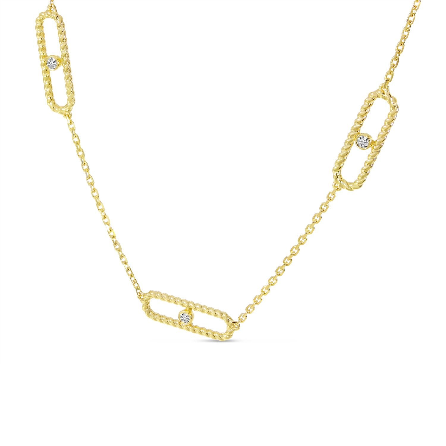 14K Yellow Gold 5-Station Paperclip Necklace Birmingham Jewelry Necklace Birmingham Jewelry