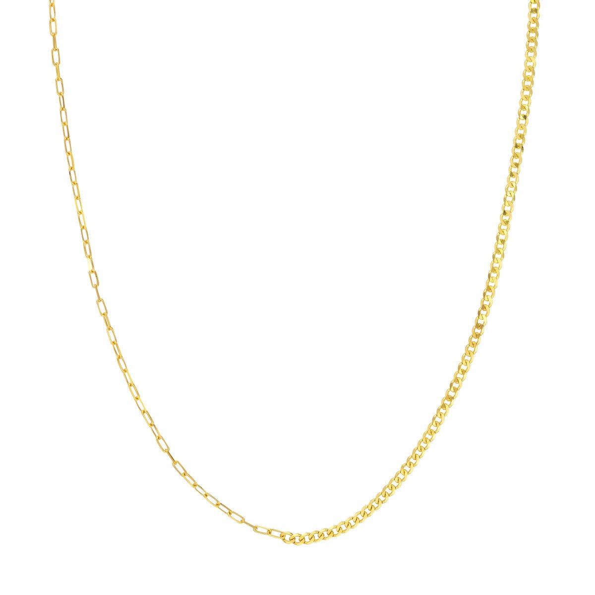 14K Yellow Gold 50/50 Paper Clip + Curb Chain Birmingham Jewelry Chain Birmingham Jewelry