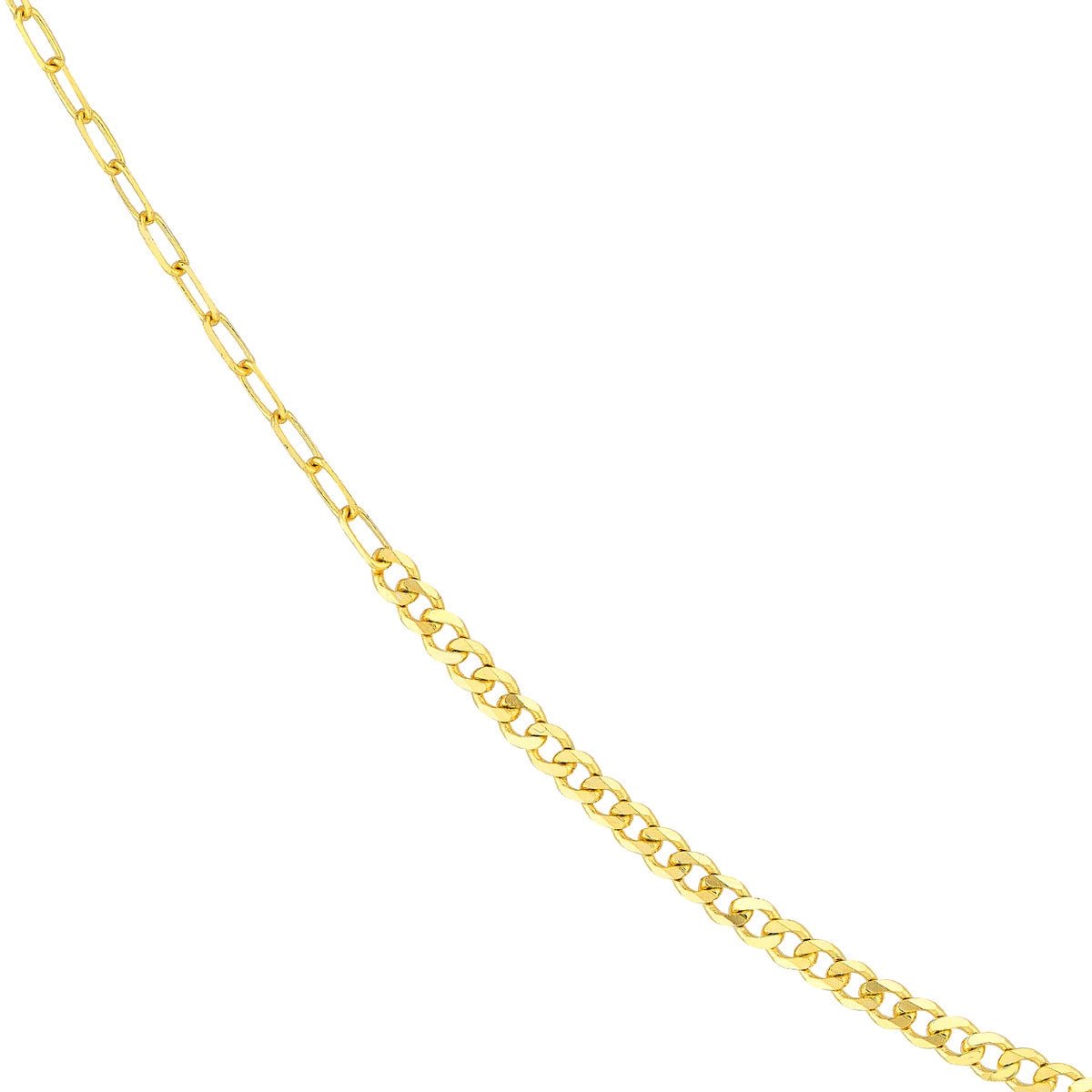 14K Yellow Gold 50/50 Paper Clip + Curb Chain Birmingham Jewelry Chain Birmingham Jewelry
