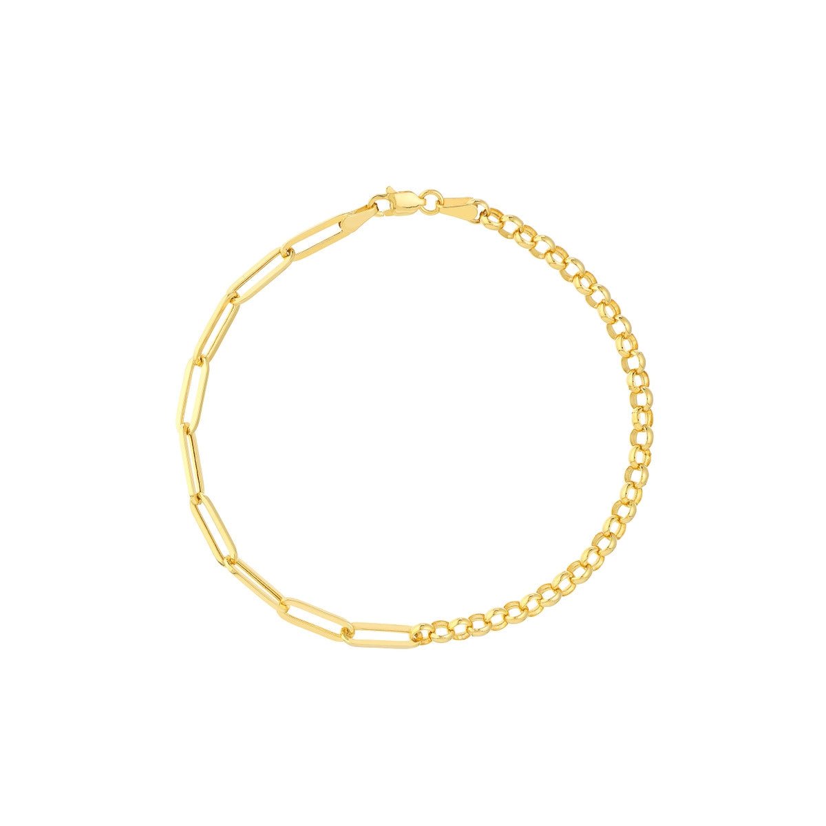 Birmingham Jewelry - 14K Yellow Gold 50/50 Paper Clip + Rolo Chain with Lobster Lock - Birmingham Jewelry