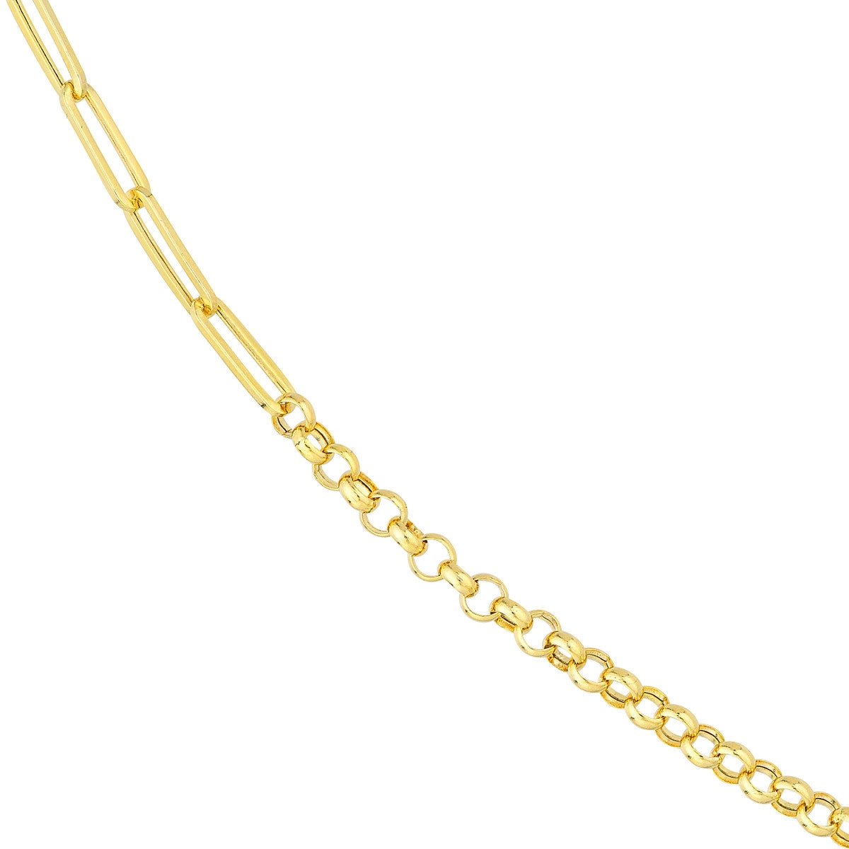 14K Yellow Gold 50/50 Paper Clip + Rolo Chain with Lobster Lock Birmingham Jewelry Chain Birmingham Jewelry