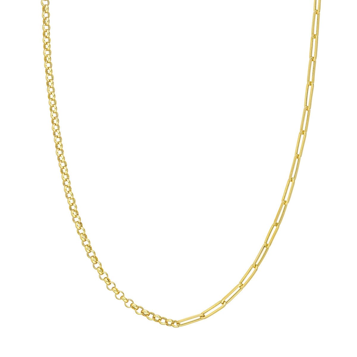 14K Yellow Gold 50/50 Paper Clip + Rolo Chain with Lobster Lock Birmingham Jewelry Chain Birmingham Jewelry