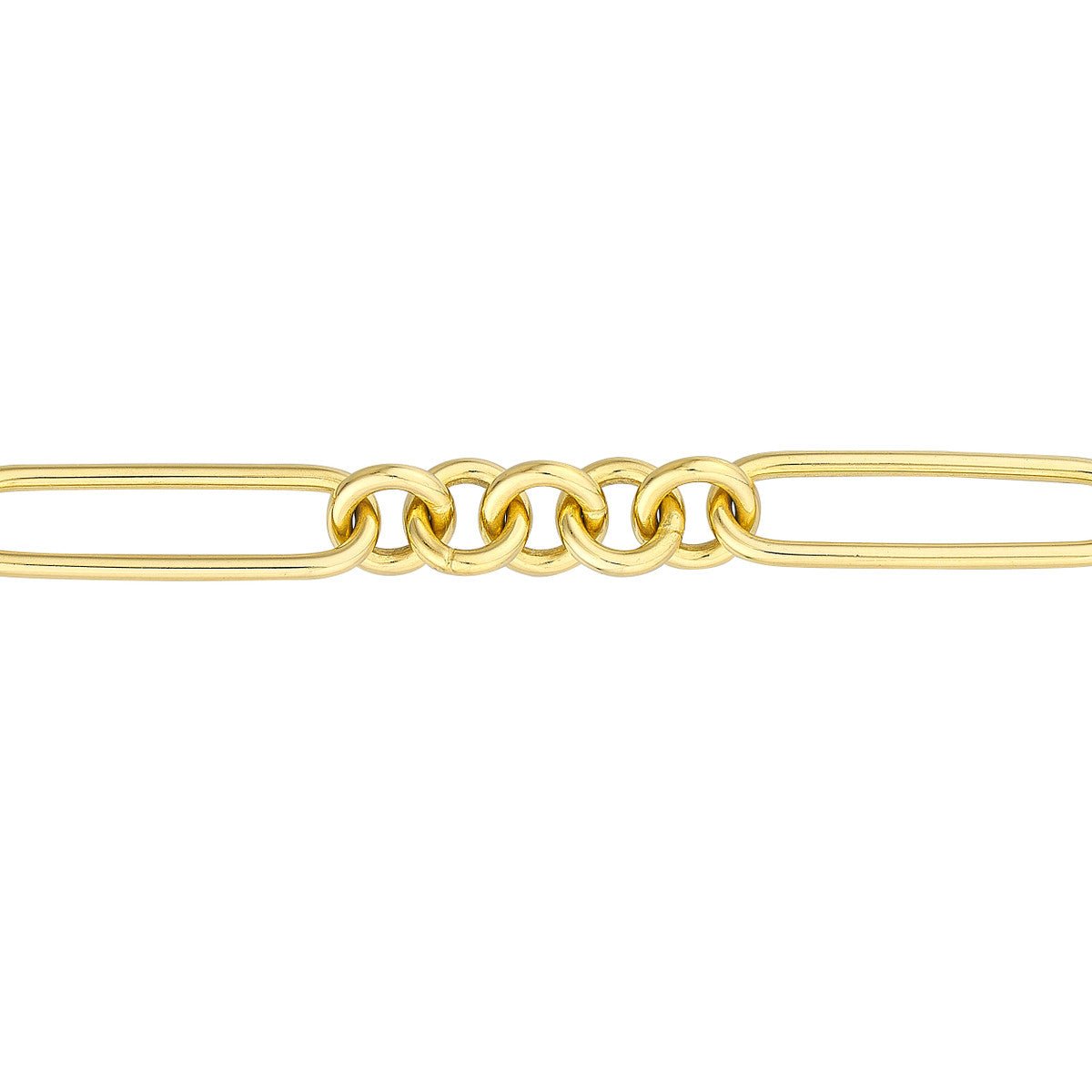 Birmingham Jewelry - 14K Yellow Gold 5+1 Round Paper Clip Chain Bracelet - Birmingham Jewelry