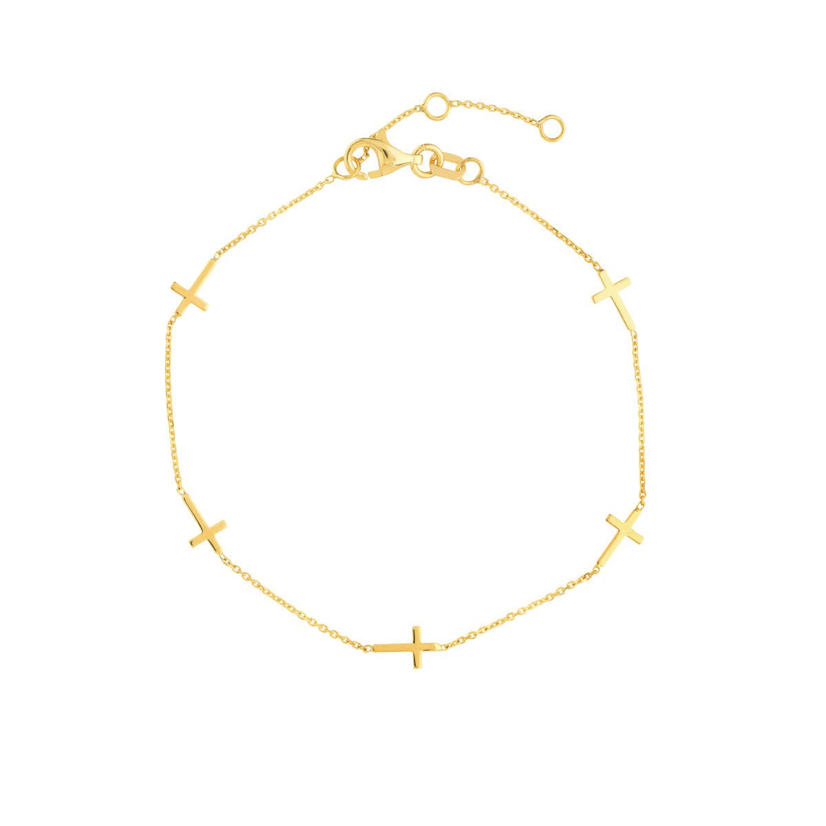 Birmingham Jewelry - 14K Yellow Gold Adjustable Mini Cross Stations Bracelet - Birmingham Jewelry