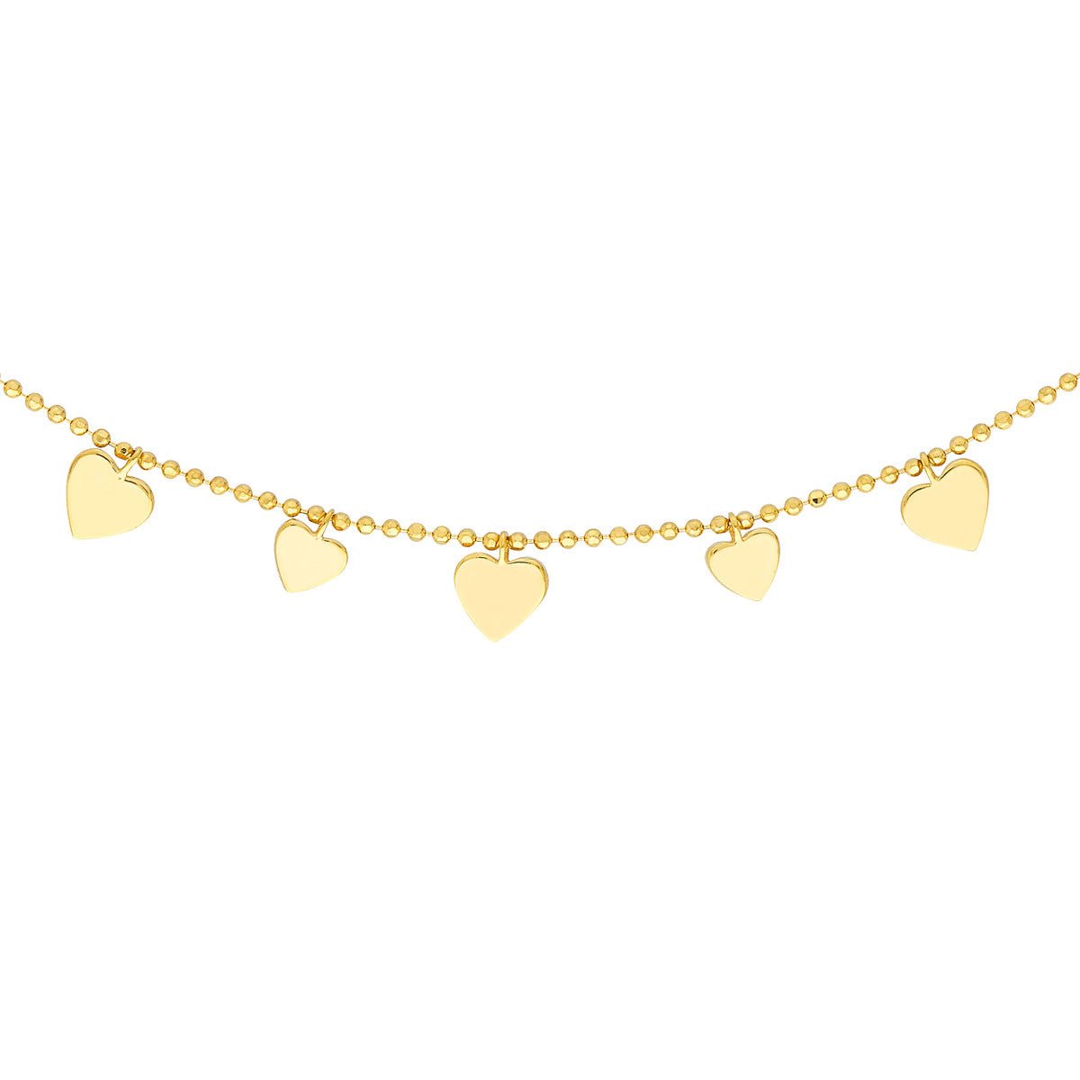 Birmingham Jewelry - 14K Yellow Gold Alternating Hearts Bead Chain Choker - Birmingham Jewelry