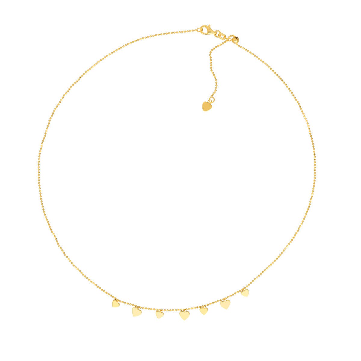 Birmingham Jewelry - 14K Yellow Gold Alternating Hearts Bead Chain Choker - Birmingham Jewelry