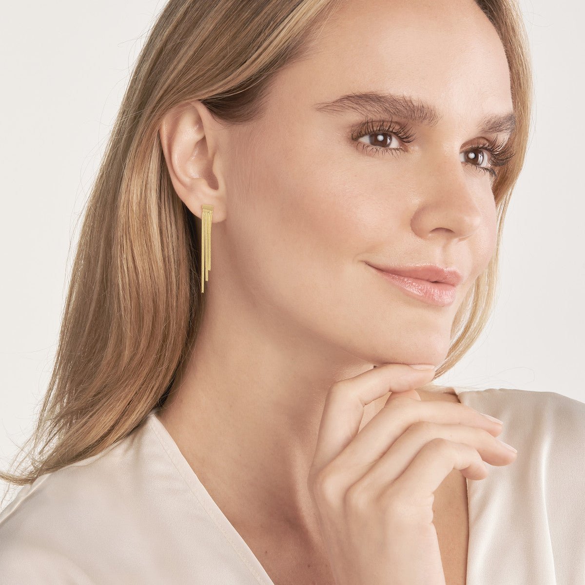 Birmingham Jewelry - 14K Yellow Gold Ascending Triple Snake Chain Earrings - Birmingham Jewelry