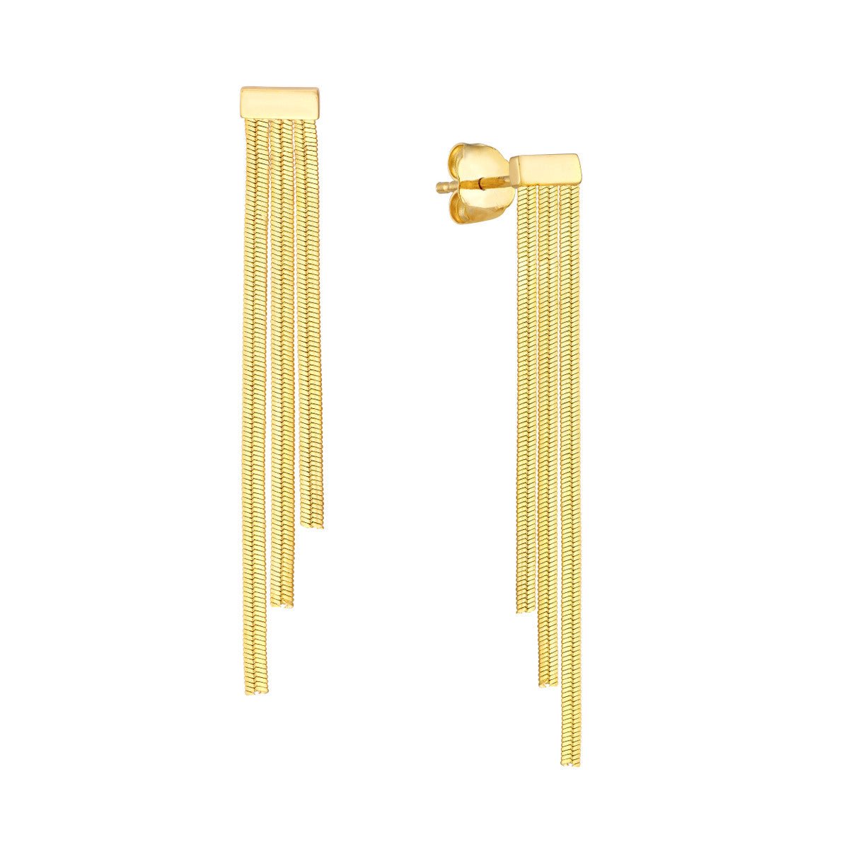 Birmingham Jewelry - 14K Yellow Gold Ascending Triple Snake Chain Earrings - Birmingham Jewelry