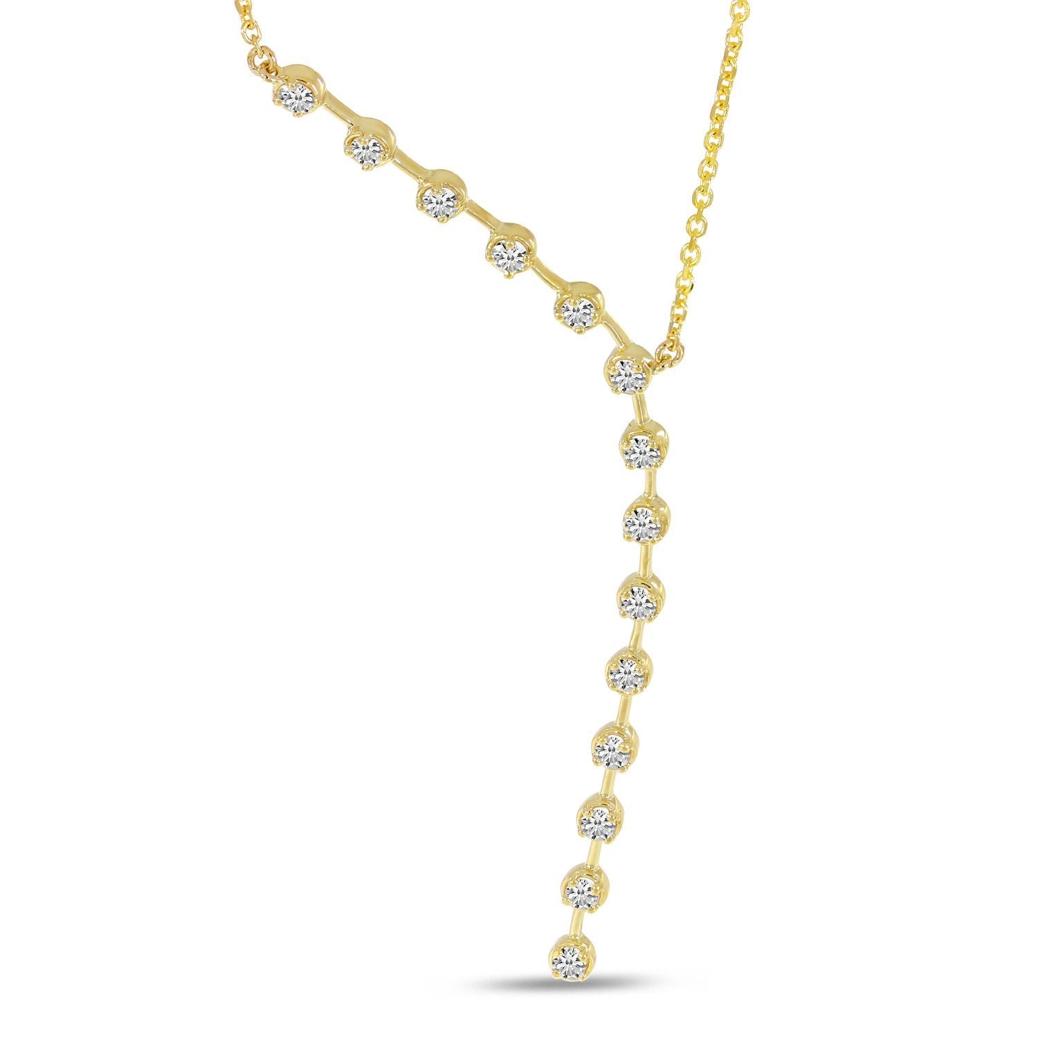 14K Yellow Gold Asymmetrical Diamond Necklace Birmingham Jewelry Necklace Birmingham Jewelry