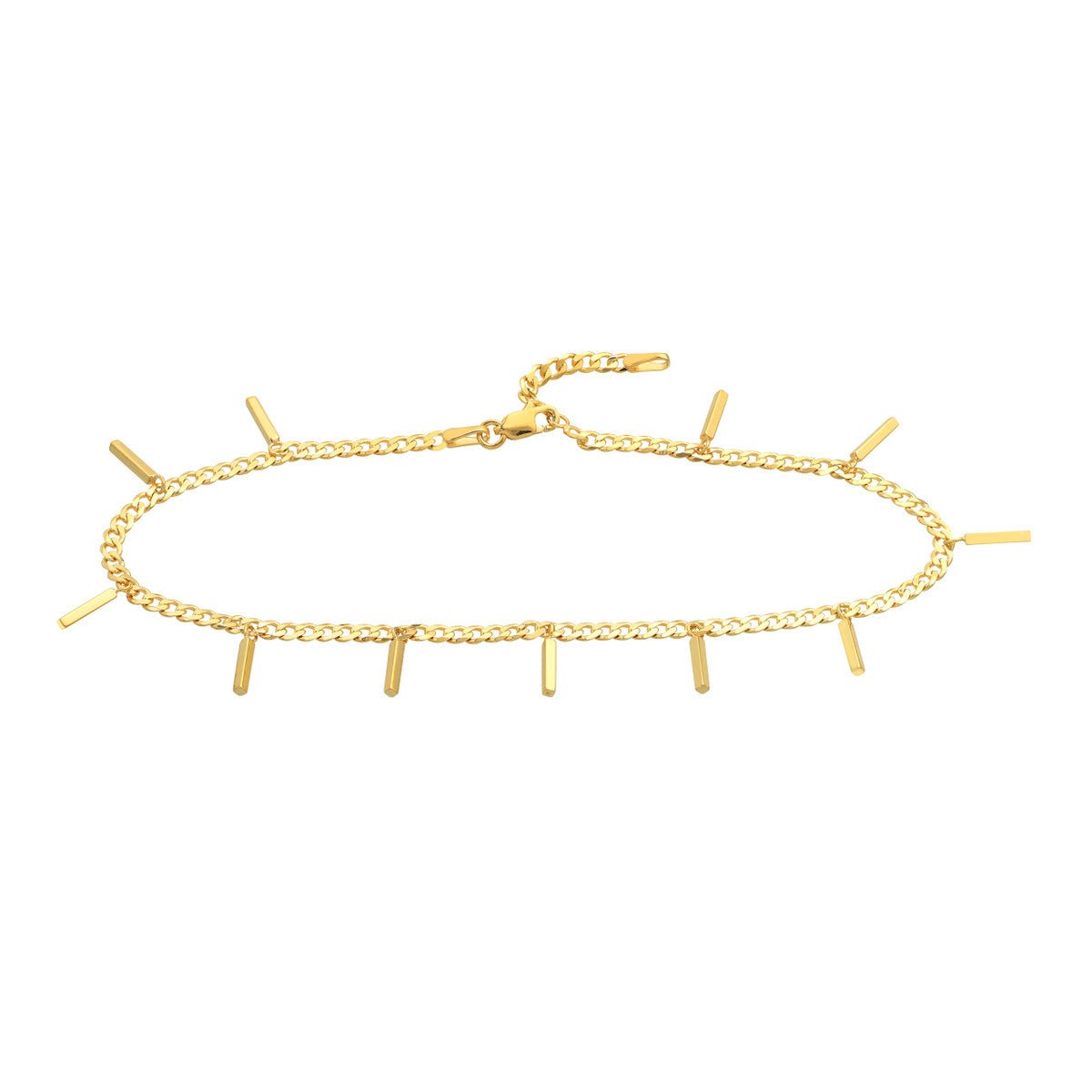 14K Yellow Gold Bar Dangles on Open Curb Chain Anklet Birmingham Jewelry Anklet Birmingham Jewelry