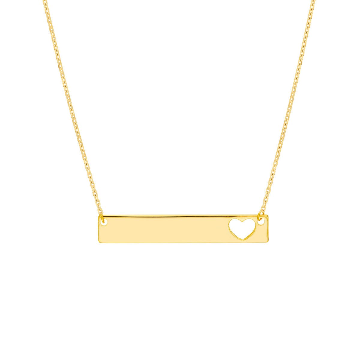14K Yellow Gold Bar Necklace with Heart Cutout