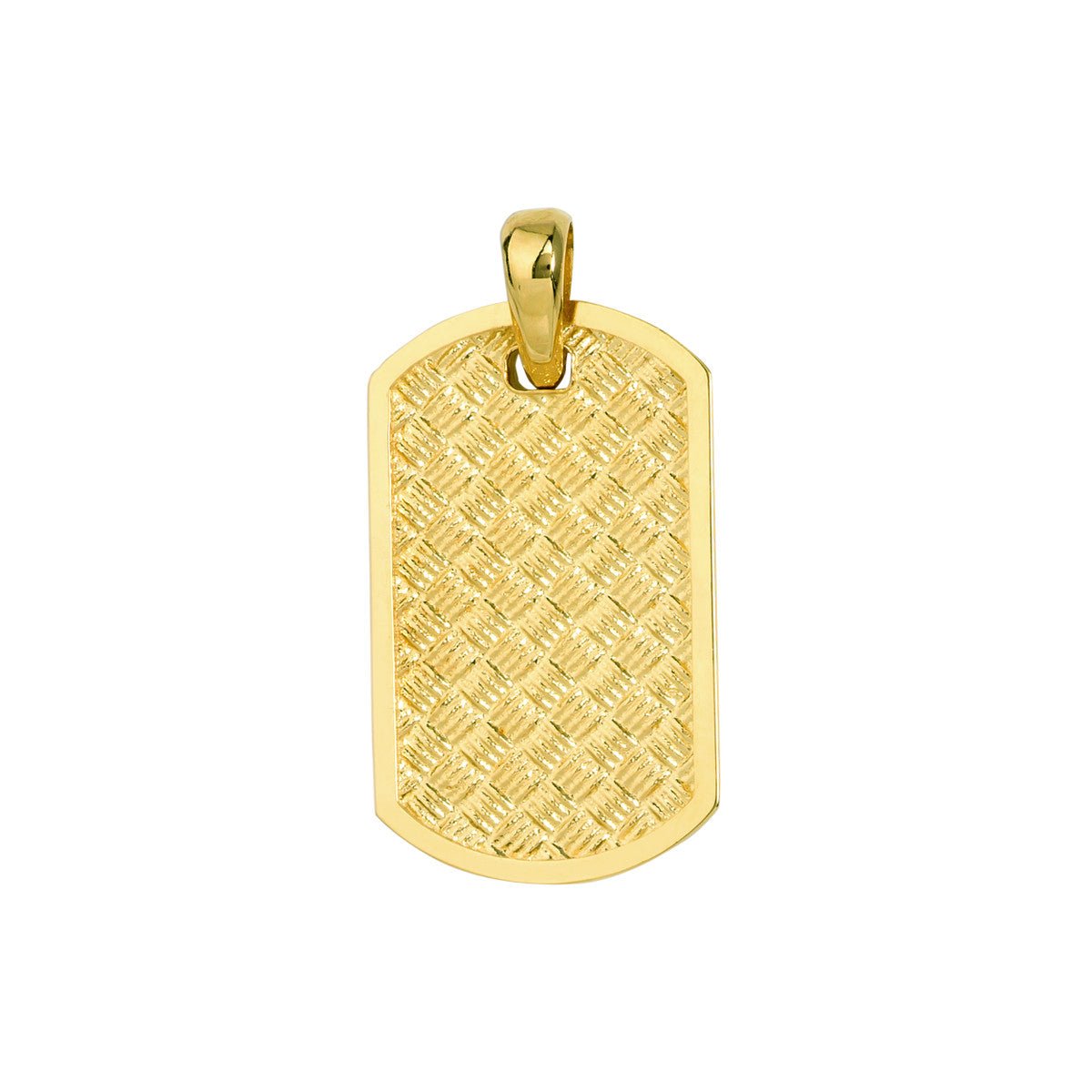 Birmingham Jewelry - 14K Yellow Gold Basket Weave Design Dog Tag Pendant - Birmingham Jewelry