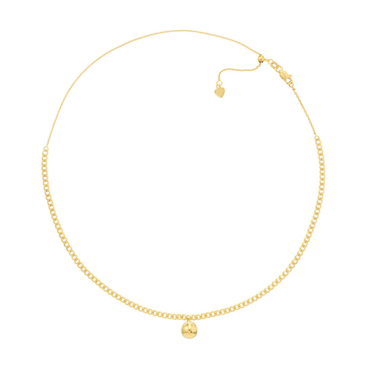 Birmingham Jewelry - 14K Yellow Gold Bead Drop on Open Curb Chain Choker - Birmingham Jewelry