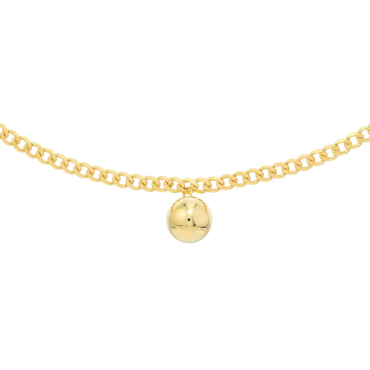 Birmingham Jewelry - 14K Yellow Gold Bead Drop on Open Curb Chain Choker - Birmingham Jewelry