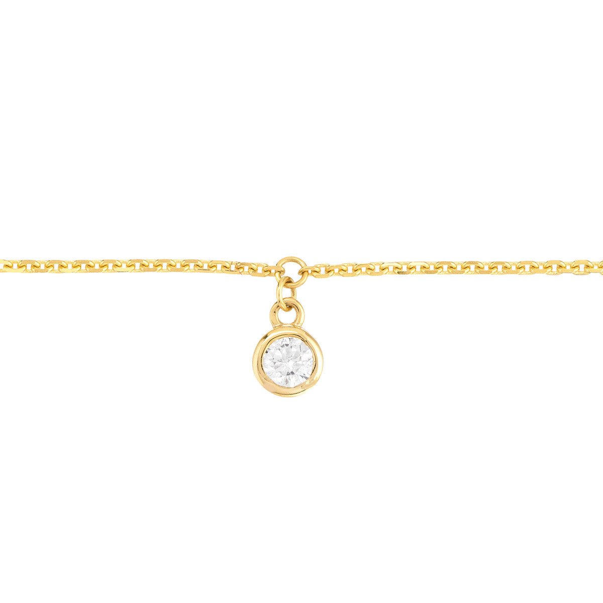 Birmingham Jewelry - 14K Yellow Gold Bezel Set Diamond Charm Anklet - Birmingham Jewelry