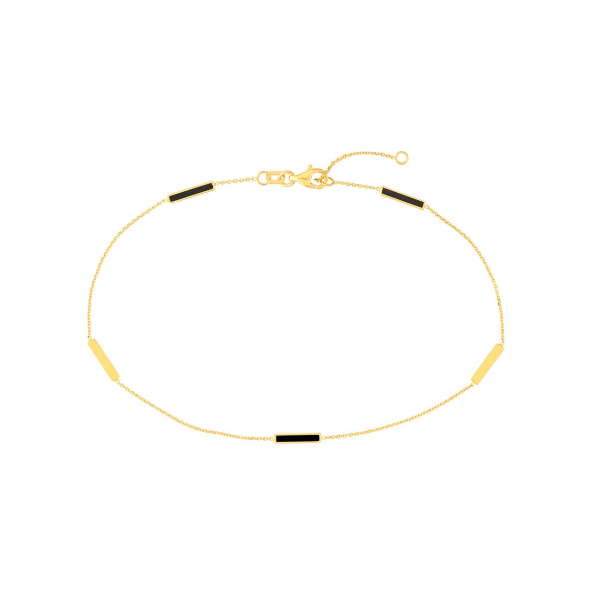 Birmingham Jewelry - 14K Yellow Gold Black Enamel Alternating Bar Anklet - Birmingham Jewelry
