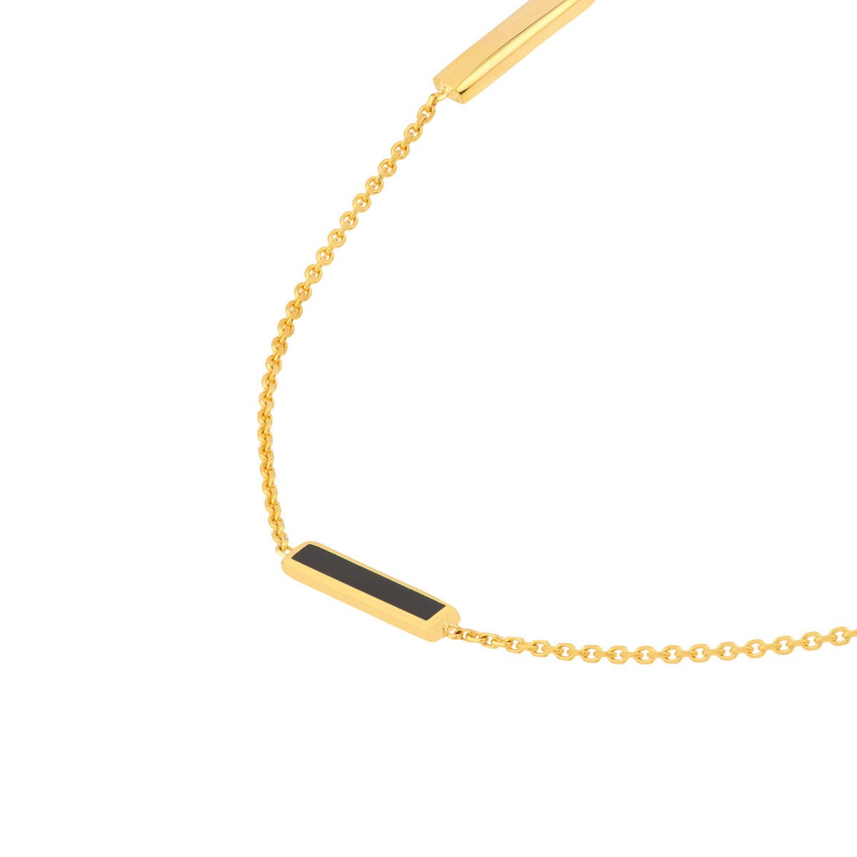 Birmingham Jewelry - 14K Yellow Gold Black Enamel Alternating Bar Anklet - Birmingham Jewelry