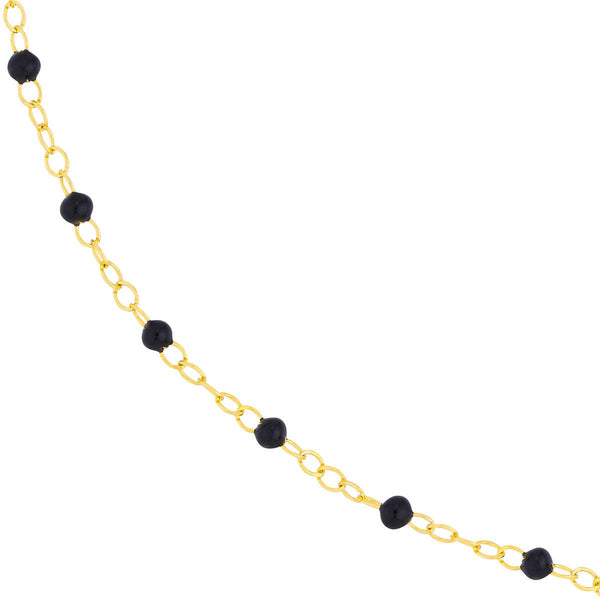 Birmingham Jewelry - 14K Yellow Gold Black Enamel Bead Piatto Chain - Birmingham Jewelry