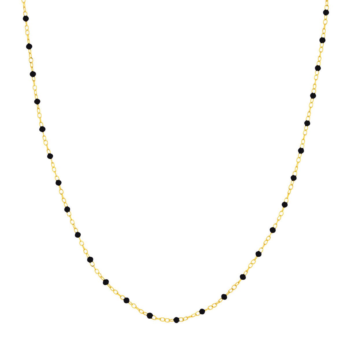 Birmingham Jewelry - 14K Yellow Gold Black Enamel Bead Piatto Chain - Birmingham Jewelry