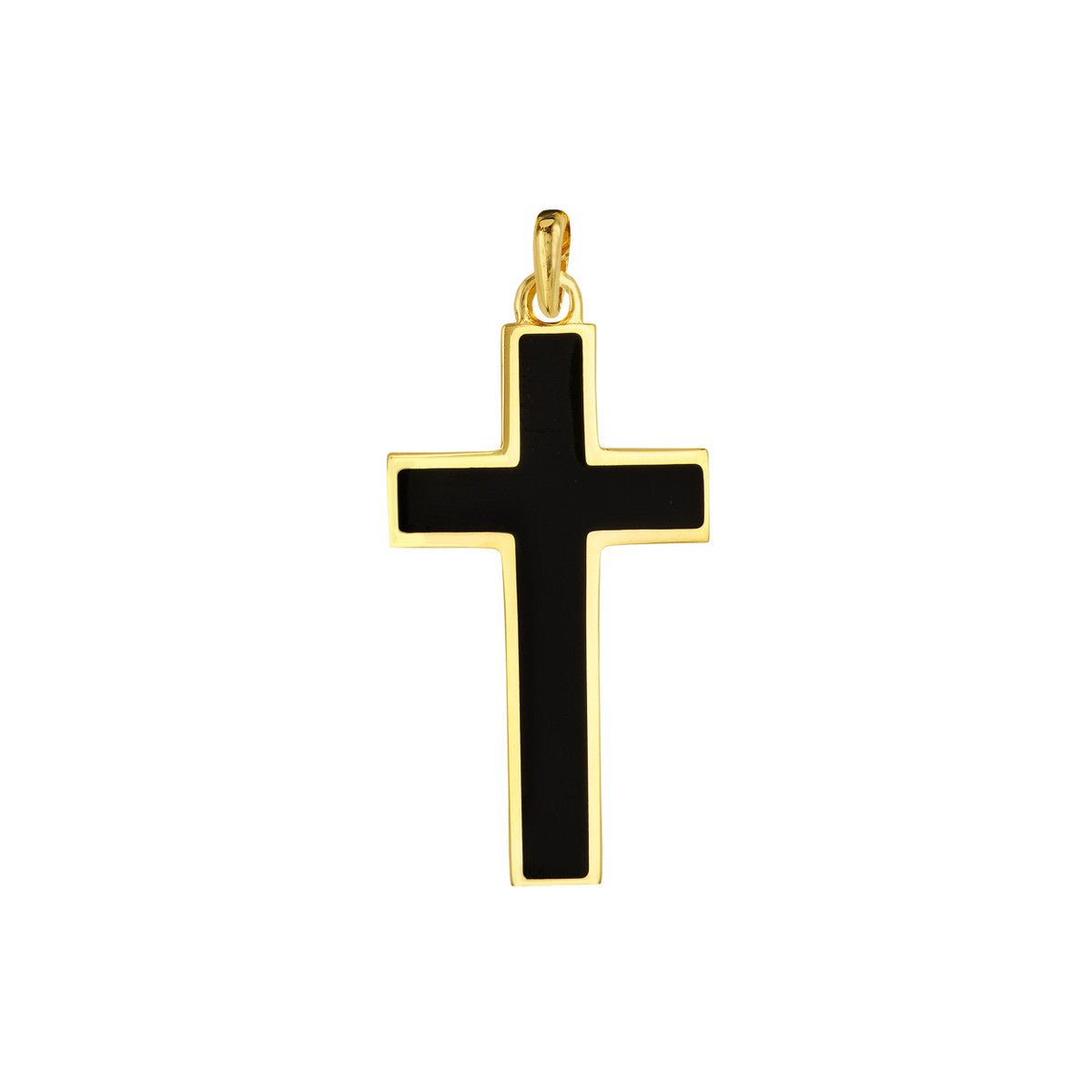 Birmingham Jewelry - 14K Yellow Gold Black Enamel Cross Pendant - Birmingham Jewelry