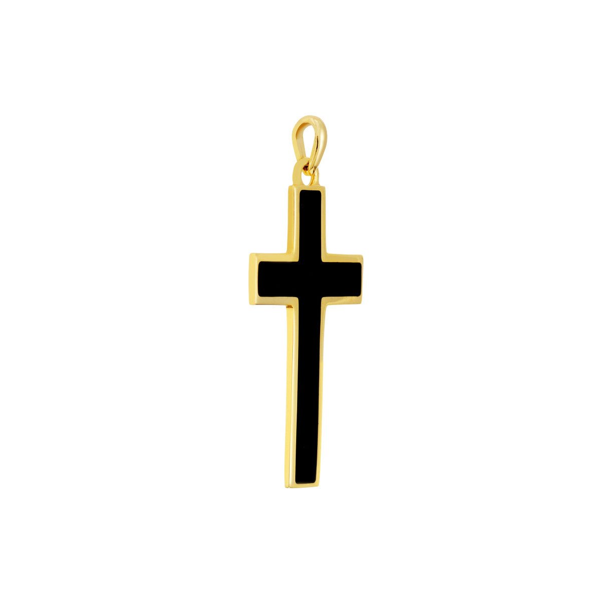 Birmingham Jewelry - 14K Yellow Gold Black Enamel Cross Pendant - Birmingham Jewelry