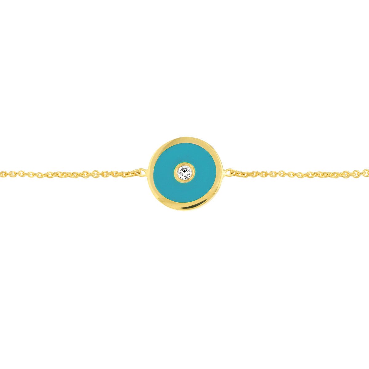 Birmingham Jewelry - 14K Yellow Gold Blue Enamel Round Evil Eye Bolo Bracelet - Birmingham Jewelry