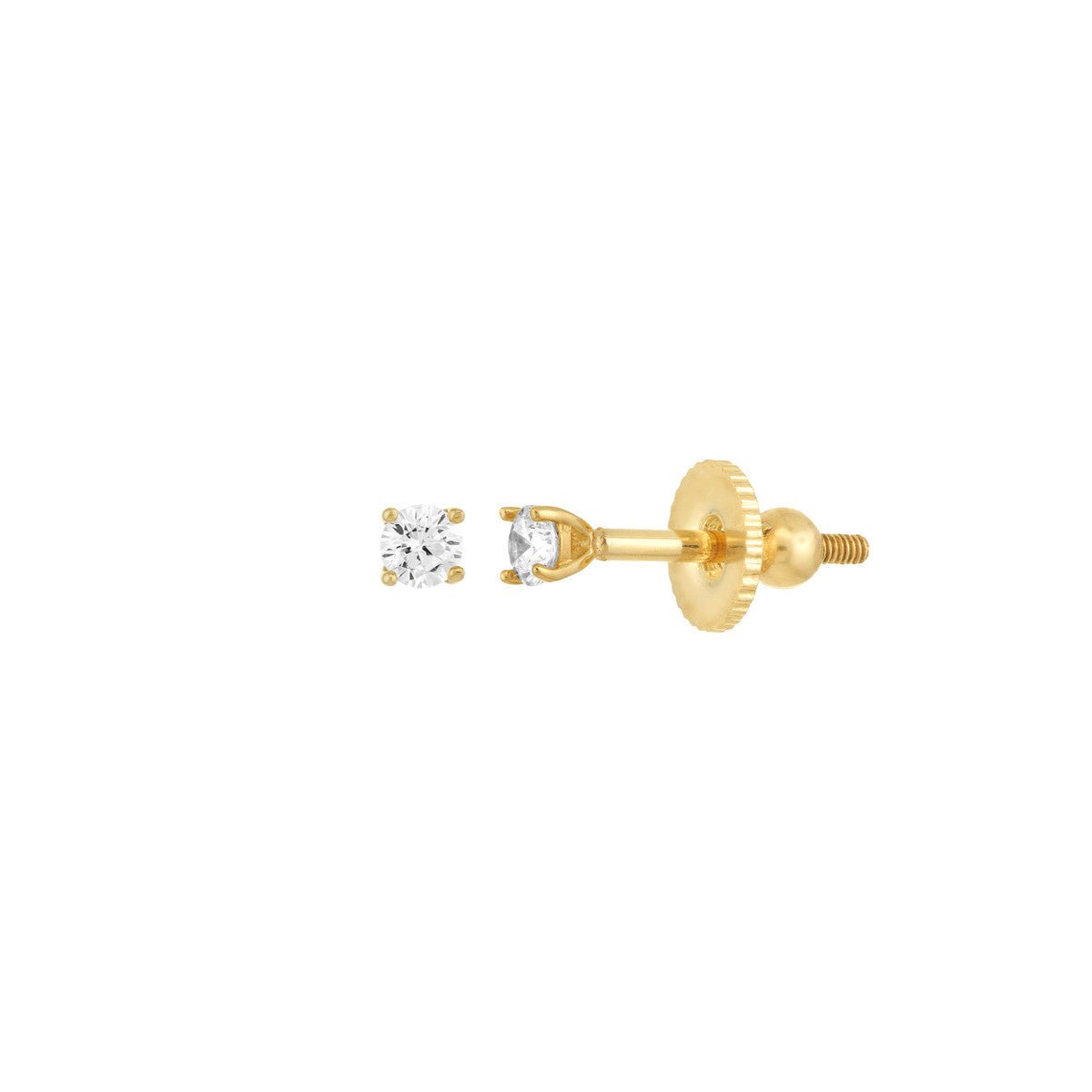 Birmingham Jewelry - 14K Yellow Gold Child's Four-Prong CZ Stud Earrings with Screw Back - Birmingham Jewelry