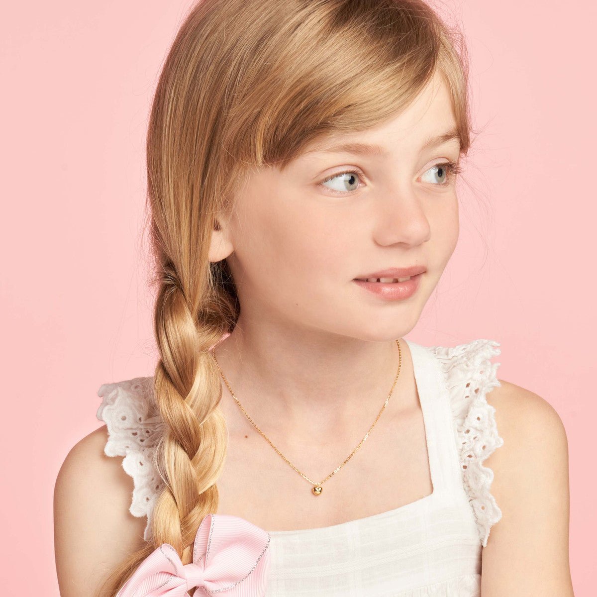 Birmingham Jewelry - 14K Yellow Gold Child's Mini Puff Heart Necklace - Birmingham Jewelry